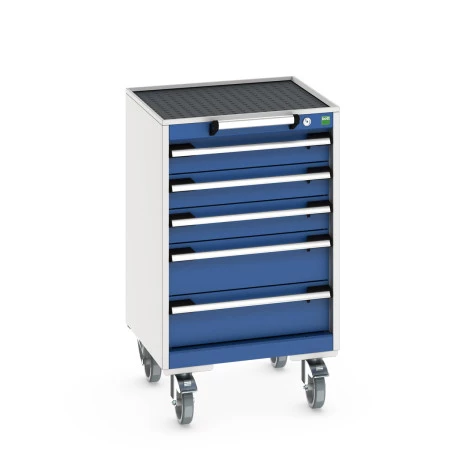 40402132 - Armoire Roulante CUBIO SLR-557-53 - Avec 5 Tiroirs + Dessus Rebords/Tapis - LxPxH: 525x525x885mm - Bleu Gentiane RAL 5010 40402132 - Armoire Roulante CUBIO SLR-557-53 - Avec 5 Tiroirs + Dessus Rebords/Tapis - LxPxH: 525x525x885mm - Bleu Gentiane RAL 5010