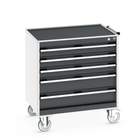 40402057 - Armoire Roulante CUBIO SLR-867-53 - Avec 5 Tiroirs + Dessus Rebords/Tapis - LxPxH: 800x650x885mm - Gris Anthracite RAL 7016 40402057 - Armoire Roulante CUBIO SLR-867-53 - Avec 5 Tiroirs + Dessus Rebords/Tapis - LxPxH: 800x650x885mm - Gris Anthracite RAL 7016