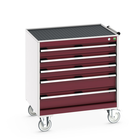 40402057 - Armoire Roulante CUBIO SLR-867-53 - Avec 5 Tiroirs + Dessus Rebords/Tapis - LxPxH: 800x650x885mm - Rouge Pourpre RAL 3004 40402057 - Armoire Roulante CUBIO SLR-867-53 - Avec 5 Tiroirs + Dessus Rebords/Tapis - LxPxH: 800x650x885mm - Rouge Pourpre RAL 3004