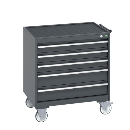 40402057 - Armoire Roulante CUBIO SLR-867-53 - Avec 5 Tiroirs + Dessus Rebords/Tapis - LxPxH: 800x650x885mm - Full Gris Anthracite RAL 7016 40402057 - Armoire Roulante CUBIO SLR-867-53 - Avec 5 Tiroirs + Dessus Rebords/Tapis - LxPxH: 800x650x885mm - Full Gris Anthracite RAL 7016