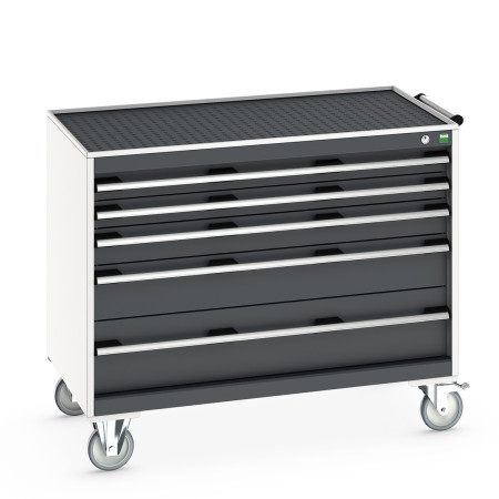 40402130 - CUBIO armoire roulante SLR-1067-53 - Avec 5 tiroirs + Dessus Rebords/Tapis - LxPxH: 1050x650x880mm - Gris Anthracite RAL 7016 40402130 - CUBIO armoire roulante SLR-1067-53 - Avec 5 tiroirs + Dessus Rebords/Tapis - LxPxH: 1050x650x880mm - Gris Anthracite RAL 7016