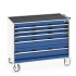 40402130 - CUBIO armoire roulante SLR-1067-53 - Avec 5 tiroirs + Dessus Rebords/Tapis - LxPxH: 1050x650x880mm - Bleu Gentiane RAL 5010 40402130 - CUBIO armoire roulante SLR-1067-53 - Avec 5 tiroirs + Dessus Rebords/Tapis - LxPxH: 1050x650x880mm - Bleu Gentiane RAL 5010