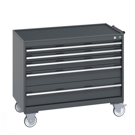 40402130 - CUBIO armoire roulante SLR-1067-53 - Avec 5 tiroirs + Dessus Rebords/Tapis - LxPxH: 1050x650x880mm - Full Gris Anthracite RAL 7016 40402130 - CUBIO armoire roulante SLR-1067-53 - Avec 5 tiroirs + Dessus Rebords/Tapis - LxPxH: 1050x650x880mm - Full Gris Anthracite RAL 7016