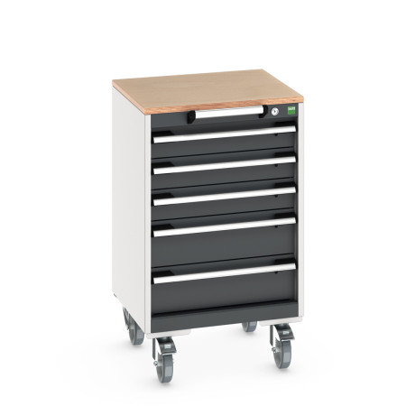 40402137 - Armoire Roulante CUBIO SLR-557-53 - Avec 5 Tiroirs + Dessus Multiplex - LxPxH: 525x525x890mm - Gris Anthracite RAL 7016 40402137 - Armoire Roulante CUBIO SLR-557-53 - Avec 5 Tiroirs + Dessus Multiplex - LxPxH: 525x525x890mm - Gris Anthracite RAL 7016