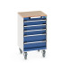 40402137 - Armoire Roulante CUBIO SLR-557-53 - Avec 5 Tiroirs + Dessus Multiplex - LxPxH: 525x525x890mm - Bleu Gentiane RAL 5010 40402137 - Armoire Roulante CUBIO SLR-557-53 - Avec 5 Tiroirs + Dessus Multiplex - LxPxH: 525x525x890mm - Bleu Gentiane RAL 5010