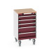40402137 - Armoire Roulante CUBIO SLR-557-53 - Avec 5 Tiroirs + Dessus Multiplex - LxPxH: 525x525x890mm - Rouge Pourpre RAL 3004 40402137 - Armoire Roulante CUBIO SLR-557-53 - Avec 5 Tiroirs + Dessus Multiplex - LxPxH: 525x525x890mm - Rouge Pourpre RAL 3004