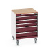 40402147 - Armoire Roulante CUBIO SLR-667-53 - Avec 5 Tiroirs + Dessus Multiplex - LxPxH: 650x650x890mm - Rouge Pourpre RAL 3004 40402147 - Armoire Roulante CUBIO SLR-667-53 - Avec 5 Tiroirs + Dessus Multiplex - LxPxH: 650x650x890mm - Rouge Pourpre RAL 3004