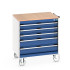 40402155 - Armoire Roulante CUBIO SLR-867-53 - Avec 5 Tiroirs + Dessus Multiplex - LxPxH: 800x650x890mm - Bleu Gentiane RAL 5010 40402155 - Armoire Roulante CUBIO SLR-867-53 - Avec 5 Tiroirs + Dessus Multiplex - LxPxH: 800x650x890mm - Bleu Gentiane RAL 5010