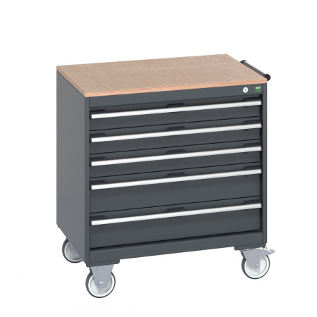 40402155 - Armoire Roulante CUBIO SLR-867-53 - Avec 5 Tiroirs + Dessus Multiplex - LxPxH: 800x650x890mm - Full Gris Anthracite RAL 7016 40402155 - Armoire Roulante CUBIO SLR-867-53 - Avec 5 Tiroirs + Dessus Multiplex - LxPxH: 800x650x890mm - Full Gris Anthracite RAL 7016