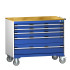 40402163 - Armoire Roulante CUBIO SLR-1067-53 - Avec 5 Tiroirs + Dessus Multiplex - LxPxH: 1050x650x890mm - Bleu Gentiane RAL 5010 40402163 - Armoire Roulante CUBIO SLR-1067-53 - Avec 5 Tiroirs + Dessus Multiplex - LxPxH: 1050x650x890mm - Bleu Gentiane RAL 5010