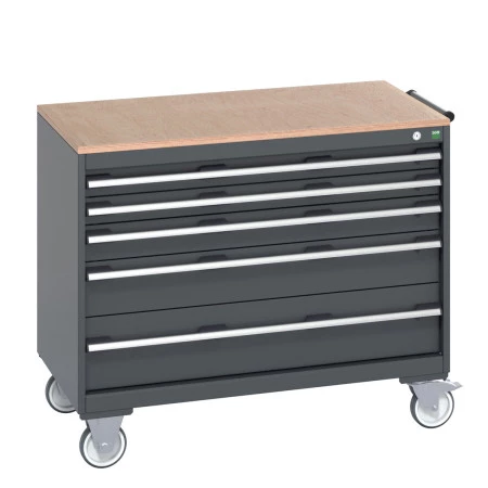 40402163 - Armoire Roulante CUBIO SLR-1067-53 - Avec 5 Tiroirs + Dessus Multiplex - LxPxH: 1050x650x890mm - Full Gris Anthracite RAL 7016 40402163 - Armoire Roulante CUBIO SLR-1067-53 - Avec 5 Tiroirs + Dessus Multiplex - LxPxH: 1050x650x890mm - Full Gris Anthracite RAL 7016