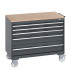 40402163 - Armoire Roulante CUBIO SLR-1067-53 - Avec 5 Tiroirs + Dessus Multiplex - LxPxH: 1050x650x890mm - Full Gris Anthracite RAL 7016 40402163 - Armoire Roulante CUBIO SLR-1067-53 - Avec 5 Tiroirs + Dessus Multiplex - LxPxH: 1050x650x890mm - Full Gris Anthracite RAL 7016