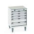40402148 - Armoire Roulante CUBIO SLR-667-53 - Avec 5 Tiroirs + Dessus Lino - LxPxH: 650x650x890mm - Gris Clair RAL 7035 40402148 - Armoire Roulante CUBIO SLR-667-53 - Avec 5 Tiroirs + Dessus Lino - LxPxH: 650x650x890mm - Gris Clair RAL 7035