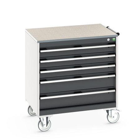 40402156 - Armoire Roulante CUBIO SLR-867-53 - Avec 5 Tiroirs + Dessus Lino - LxPxH: 800x650x890mm - Gris Anthracite RAL 7016 40402156 - Armoire Roulante CUBIO SLR-867-53 - Avec 5 Tiroirs + Dessus Lino - LxPxH: 800x650x890mm - Gris Anthracite RAL 7016