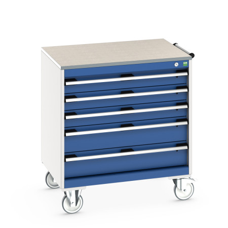 40402156 - Armoire Roulante CUBIO SLR-867-53 - Avec 5 Tiroirs + Dessus Lino - LxPxH: 800x650x890mm - Bleu Gentiane RAL 5010 40402156 - Armoire Roulante CUBIO SLR-867-53 - Avec 5 Tiroirs + Dessus Lino - LxPxH: 800x650x890mm - Bleu Gentiane RAL 5010