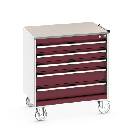 40402156 - Armoire Roulante CUBIO SLR-867-53 - Avec 5 Tiroirs + Dessus Lino - LxPxH: 800x650x890mm - Rouge Pourpre RAL 3004 40402156 - Armoire Roulante CUBIO SLR-867-53 - Avec 5 Tiroirs + Dessus Lino - LxPxH: 800x650x890mm - Rouge Pourpre RAL 3004