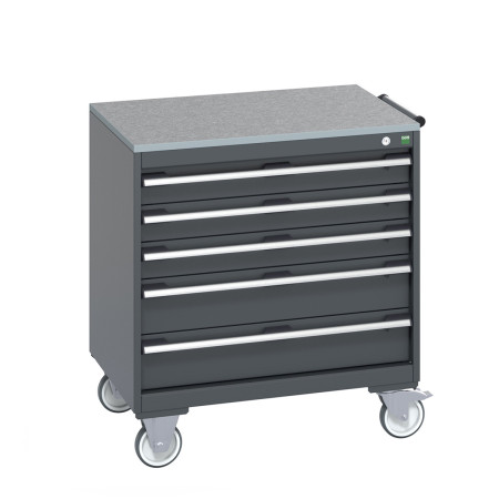 40402156 - Armoire Roulante CUBIO SLR-867-53 - Avec 5 Tiroirs + Dessus Lino - LxPxH: 800x650x890mm - Full Gris Anthracite RAL 7016 40402156 - Armoire Roulante CUBIO SLR-867-53 - Avec 5 Tiroirs + Dessus Lino - LxPxH: 800x650x890mm - Full Gris Anthracite RAL 7016