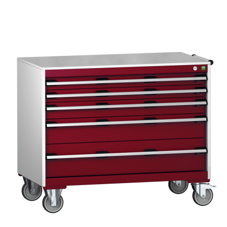 40402164 - Armoire Roulante CUBIO SLR-1067-53 - Avec 5 Tiroirs + Dessus Lino - LxPxH: 1050x650x890mm - Rouge Pourpre RAL 3004 40402164 - Armoire Roulante CUBIO SLR-1067-53 - Avec 5 Tiroirs + Dessus Lino - LxPxH: 1050x650x890mm - Rouge Pourpre RAL 3004