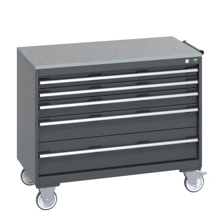 40402164 - Armoire Roulante CUBIO SLR-1067-53 - Avec 5 Tiroirs + Dessus Lino - LxPxH: 1050x650x890mm - Full Gris Anthracite RAL 7016 40402164 - Armoire Roulante CUBIO SLR-1067-53 - Avec 5 Tiroirs + Dessus Lino - LxPxH: 1050x650x890mm - Full Gris Anthracite RAL 7016