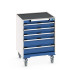 40402031 - Armoire Roulante CUBIO SLR-667-53 - Avec 5 Tiroirs + Dessus Rebords/Tapis - LxPxH: 650x650x885mm - Bleu Gentiane RAL 5010 40402031 - Armoire Roulante CUBIO SLR-667-53 - Avec 5 Tiroirs + Dessus Rebords/Tapis - LxPxH: 650x650x885mm - Bleu Gentiane RAL 5010