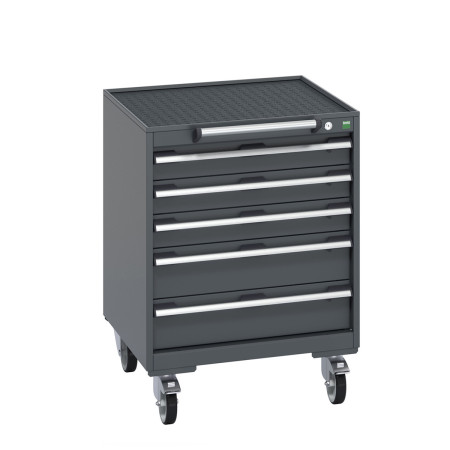 40402031 - Armoire Roulante CUBIO SLR-667-53 - Avec 5 Tiroirs + Dessus Rebords/Tapis - LxPxH: 650x650x885mm - Full Gris Anthracite RAL 7016 40402031 - Armoire Roulante CUBIO SLR-667-53 - Avec 5 Tiroirs + Dessus Rebords/Tapis - LxPxH: 650x650x885mm - Full Gris Anthracite RAL 7016