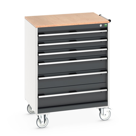 40402159 - Armoire Roulante CUBIO SLR-869-61 - Avec 6 Tiroirs + Dessus Multiplex - LxPxH: 800x650x1090mm - Gris Anthracite RAL 7016 40402159 - Armoire Roulante CUBIO SLR-869-61 - Avec 6 Tiroirs + Dessus Multiplex - LxPxH: 800x650x1090mm - Gris Anthracite RAL 7016