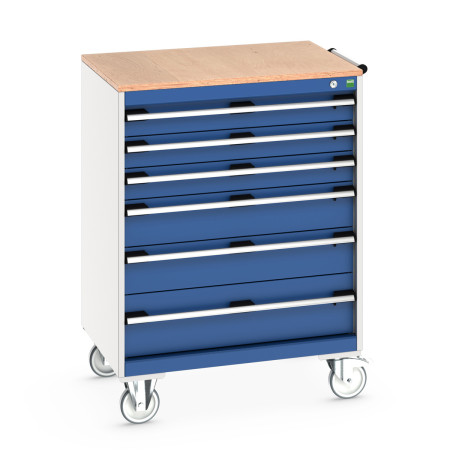 40402159 - Armoire Roulante CUBIO SLR-869-61 - Avec 6 Tiroirs + Dessus Multiplex - LxPxH: 800x650x1090mm - Bleu Gentiane RAL 5010 40402159 - Armoire Roulante CUBIO SLR-869-61 - Avec 6 Tiroirs + Dessus Multiplex - LxPxH: 800x650x1090mm - Bleu Gentiane RAL 5010