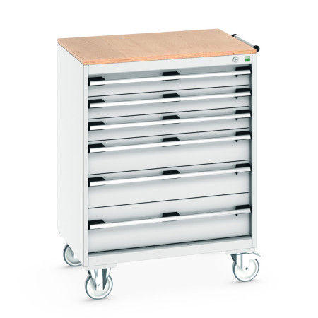40402159 - Armoire Roulante CUBIO SLR-869-61 - Avec 6 Tiroirs + Dessus Multiplex - LxPxH: 800x650x1090mm - Gris Clair RAL 7035 40402159 - Armoire Roulante CUBIO SLR-869-61 - Avec 6 Tiroirs + Dessus Multiplex - LxPxH: 800x650x1090mm - Gris Clair RAL 7035