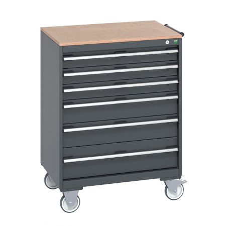 40402159 - Armoire Roulante CUBIO SLR-869-61 - Avec 6 Tiroirs + Dessus Multiplex - LxPxH: 800x650x1090mm - Full Gris Anthracite RAL 7016 40402159 - Armoire Roulante CUBIO SLR-869-61 - Avec 6 Tiroirs + Dessus Multiplex - LxPxH: 800x650x1090mm - Full Gris Anthracite RAL 7016