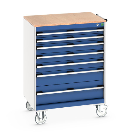 40402161 - Armoire Roulante CUBIO SLR-869-71 - Avec 7 Tiroirs + Dessus Multiplex - LxPxH: 800x650x1090mm - Bleu Gentiane RAL 5010 40402161 - Armoire Roulante CUBIO SLR-869-71 - Avec 7 Tiroirs + Dessus Multiplex - LxPxH: 800x650x1090mm - Bleu Gentiane RAL 5010