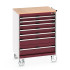 40402161 - Armoire Roulante CUBIO SLR-869-71 - Avec 7 Tiroirs + Dessus Multiplex - LxPxH: 800x650x1090mm - Rouge Pourpre RAL 3004 40402161 - Armoire Roulante CUBIO SLR-869-71 - Avec 7 Tiroirs + Dessus Multiplex - LxPxH: 800x650x1090mm - Rouge Pourpre RAL 3004