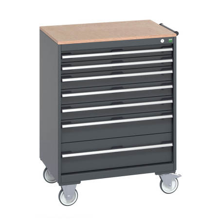 40402161 - Armoire Roulante CUBIO SLR-869-71 - Avec 7 Tiroirs + Dessus Multiplex - LxPxH: 800x650x1090mm - Full Gris Anthracite RAL 7016 40402161 - Armoire Roulante CUBIO SLR-869-71 - Avec 7 Tiroirs + Dessus Multiplex - LxPxH: 800x650x1090mm - Full Gris Anthracite RAL 7016