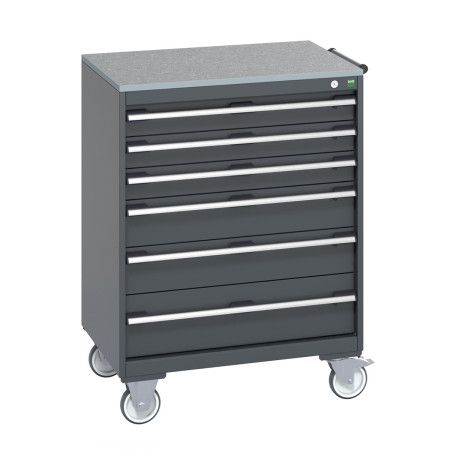 40402160 - Armoire Roulante CUBIO SLR-869-61 - Avec 6 Tiroirs + Dessus Lino - LxPxH: 800x650x1090mm - Full Gris Anthracite RAL 7016 40402160 - Armoire Roulante CUBIO SLR-869-61 - Avec 6 Tiroirs + Dessus Lino - LxPxH: 800x650x1090mm - Full Gris Anthracite RAL 7016