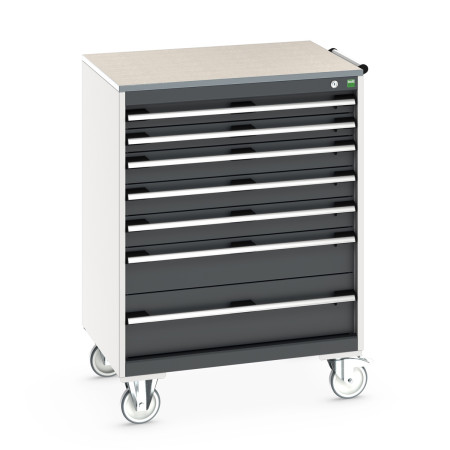 40402162 - Armoire Roulante CUBIO SLR-869-71 - Avec 7 Tiroirs + Dessus Lino - LxPxH: 800x650x1090mm - Gris Anthracite RAL 7016 40402162 - Armoire Roulante CUBIO SLR-869-71 - Avec 7 Tiroirs + Dessus Lino - LxPxH: 800x650x1090mm - Gris Anthracite RAL 7016