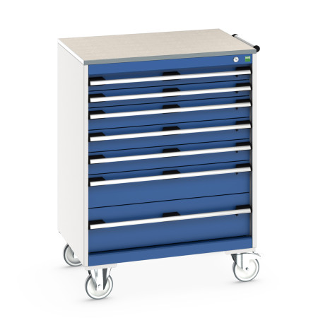 40402162 - Armoire Roulante CUBIO SLR-869-71 - Avec 7 Tiroirs + Dessus Lino - LxPxH: 800x650x1090mm - Bleu Gentiane RAL 5010 40402162 - Armoire Roulante CUBIO SLR-869-71 - Avec 7 Tiroirs + Dessus Lino - LxPxH: 800x650x1090mm - Bleu Gentiane RAL 5010