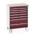 40402162 - Armoire Roulante CUBIO SLR-869-71 - Avec 7 Tiroirs + Dessus Lino - LxPxH: 800x650x1090mm - Rouge Pourpre RAL 3004 40402162 - Armoire Roulante CUBIO SLR-869-71 - Avec 7 Tiroirs + Dessus Lino - LxPxH: 800x650x1090mm - Rouge Pourpre RAL 3004