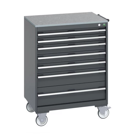 40402162 - Armoire Roulante CUBIO SLR-869-71 - Avec 7 Tiroirs + Dessus Lino - LxPxH: 800x650x1090mm - Full Gris Anthracite RAL 7016 40402162 - Armoire Roulante CUBIO SLR-869-71 - Avec 7 Tiroirs + Dessus Lino - LxPxH: 800x650x1090mm - Full Gris Anthracite RAL 7016