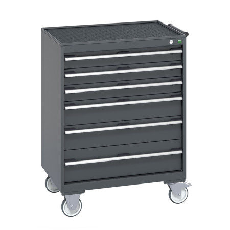 40402063 - Armoire Roulante CUBIO SLR-869-61 - Avec 6 Tiroirs + Dessus Rebords/Tapis - LxPxH: 800x650x1085mm - Full Gris Anthracite RAL 7016 40402063 - Armoire Roulante CUBIO SLR-869-61 - Avec 6 Tiroirs + Dessus Rebords/Tapis - LxPxH: 800x650x1085mm - Full Gris Anthracite RAL 7016