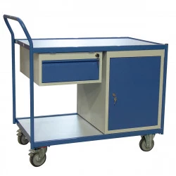 Desserte mobile plateau bois bloc coffre et 1 tiroir