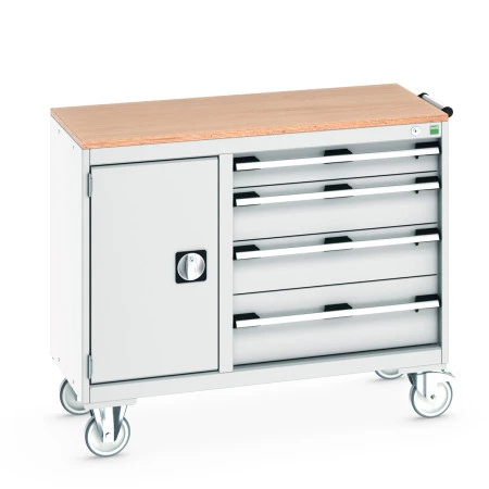 41006010 - Desserte de Maintenance CUBIO Mpx - Compartiment a Porte + 4 Tiroirs - LxPxH: 1050x525x890mm - Gris Clair RAL 7035 41006010 - Desserte de Maintenance CUBIO Mpx - Compartiment a Porte + 4 Tiroirs - LxPxH: 1050x525x890mm - Gris Clair RAL 7035