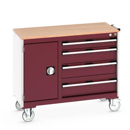 41006010 - Desserte de Maintenance CUBIO Mpx - Compartiment a Porte + 4 Tiroirs - LxPxH: 1050x525x890mm - Rouge Pourpre RAL 3004 41006010 - Desserte de Maintenance CUBIO Mpx - Compartiment a Porte + 4 Tiroirs - LxPxH: 1050x525x890mm - Rouge Pourpre RAL 3004