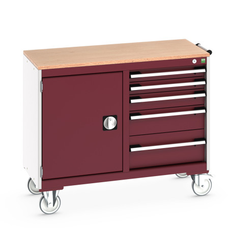 41006007 - Desserte de Maintenance CUBIO Mpx - Compartiment a Porte + 5 Tiroirs - LxPxH: 1050x525x890mm - Rouge Pourpre RAL 3004 41006007 - Desserte de Maintenance CUBIO Mpx - Compartiment a Porte + 5 Tiroirs - LxPxH: 1050x525x890mm - Rouge Pourpre RAL 3004