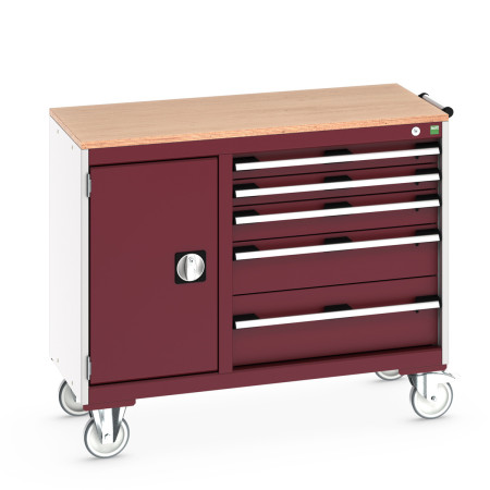 41006013 - Desserte de Maintenance CUBIO Mpx - Compartiment a Porte + 5 Tiroirs - LxPxH: 1050x525x890mm - Rouge Pourpre RAL 3004 41006013 - Desserte de Maintenance CUBIO Mpx - Compartiment a Porte + 5 Tiroirs - LxPxH: 1050x525x890mm - Rouge Pourpre RAL 3004