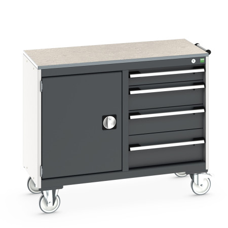 41006005 - Desserte de Maintenance CUBIO Lino - Compartiment a Porte + 4 Tiroirs - LxPxH: 1050x525x890mm - Gris Anthracite RAL 7016 41006005 - Desserte de Maintenance CUBIO Lino - Compartiment a Porte + 4 Tiroirs - LxPxH: 1050x525x890mm - Gris Anthracite RAL 7016