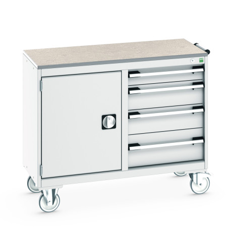 41006005 - Desserte de Maintenance CUBIO Lino - Compartiment a Porte + 4 Tiroirs - LxPxH: 1050x525x890mm - Gris Clair RAL 7035 41006005 - Desserte de Maintenance CUBIO Lino - Compartiment a Porte + 4 Tiroirs - LxPxH: 1050x525x890mm - Gris Clair RAL 7035