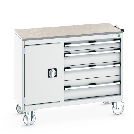 41006011 - Desserte de Maintenance CUBIO Lino - Compartiment a Porte + 4 Tiroirs - LxPxH: 1050x525x890mm - Gris Clair RAL 7035 41006011 - Desserte de Maintenance CUBIO Lino - Compartiment a Porte + 4 Tiroirs - LxPxH: 1050x525x890mm - Gris Clair RAL 7035