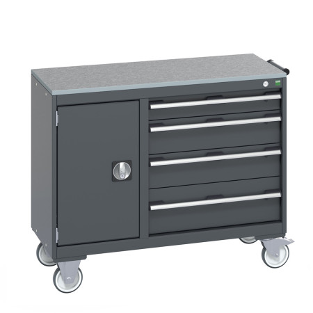 41006011 - Desserte de Maintenance CUBIO Lino - Compartiment a Porte + 4 Tiroirs - LxPxH: 1050x525x890mm - Full Gris Anthracite RAL 7016 41006011 - Desserte de Maintenance CUBIO Lino - Compartiment a Porte + 4 Tiroirs - LxPxH: 1050x525x890mm - Full Gris Anthracite RAL 7016