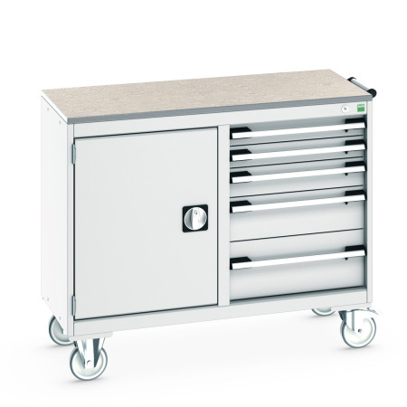 41006008 - Desserte de Maintenance CUBIO Lino - Compartiment a Porte + 5 Tiroirs - LxPxH: 1050x525x890mm - Gris Clair RAL 7035 41006008 - Desserte de Maintenance CUBIO Lino - Compartiment a Porte + 5 Tiroirs - LxPxH: 1050x525x890mm - Gris Clair RAL 7035