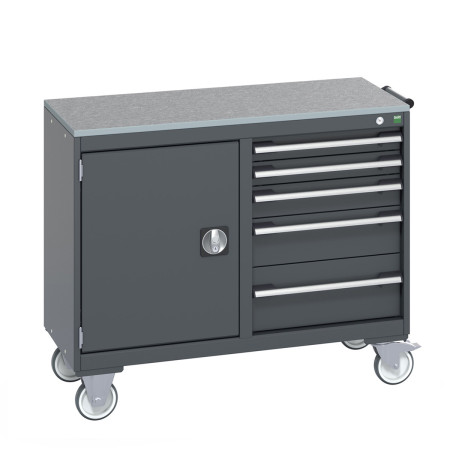 41006008 - Desserte de Maintenance CUBIO Lino - Compartiment a Porte + 5 Tiroirs - LxPxH: 1050x525x890mm - Full Gris Anthracite RAL 7016 41006008 - Desserte de Maintenance CUBIO Lino - Compartiment a Porte + 5 Tiroirs - LxPxH: 1050x525x890mm - Full Gris Anthracite RAL 7016