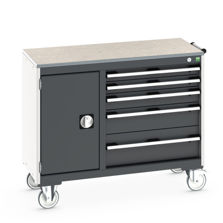 41006014 - Desserte de Maintenance CUBIO Lino - Compartiment a Porte + 5 Tiroirs - LxPxH: 1050x525x890mm - Gris Anthracite RAL 7016 41006014 - Desserte de Maintenance CUBIO Lino - Compartiment a Porte + 5 Tiroirs - LxPxH: 1050x525x890mm - Gris Anthracite RAL 7016